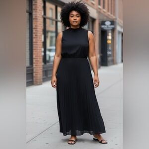 New York & Company stretch Elegant Black Sleeveless Long Dress